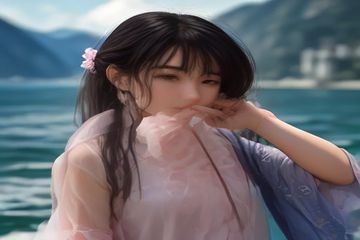 爱乃娜美专题视频预告封面，蓝色渐变背景，演员侧面剪影，专业采访场景氛围